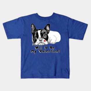 French bulldog on Valentine's day Kids T-Shirt